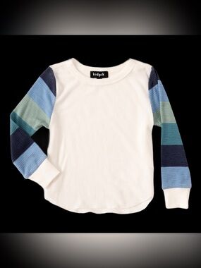NWT KIDPIK Stripe Sleeve Thermal Tee - Size L